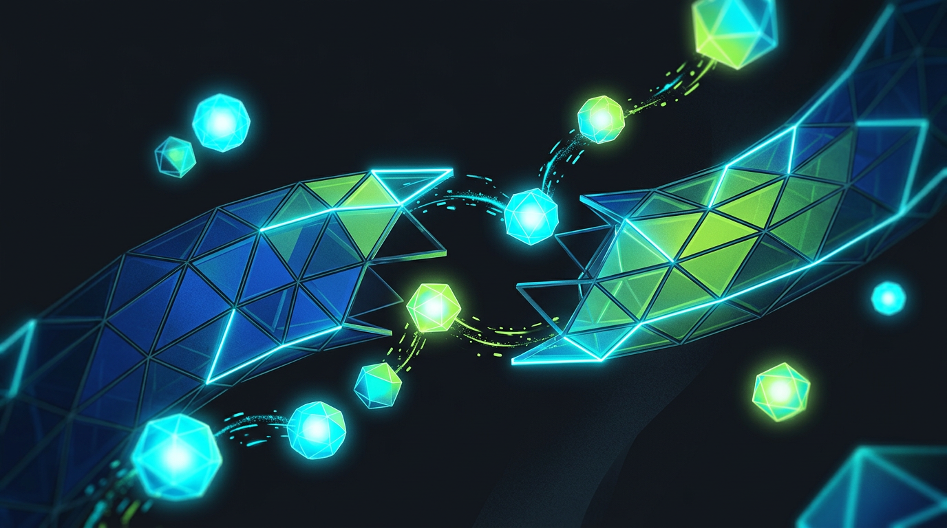 Abstract visual representation of disconnected AI components attempting to assemble into a unified enterprise workflow