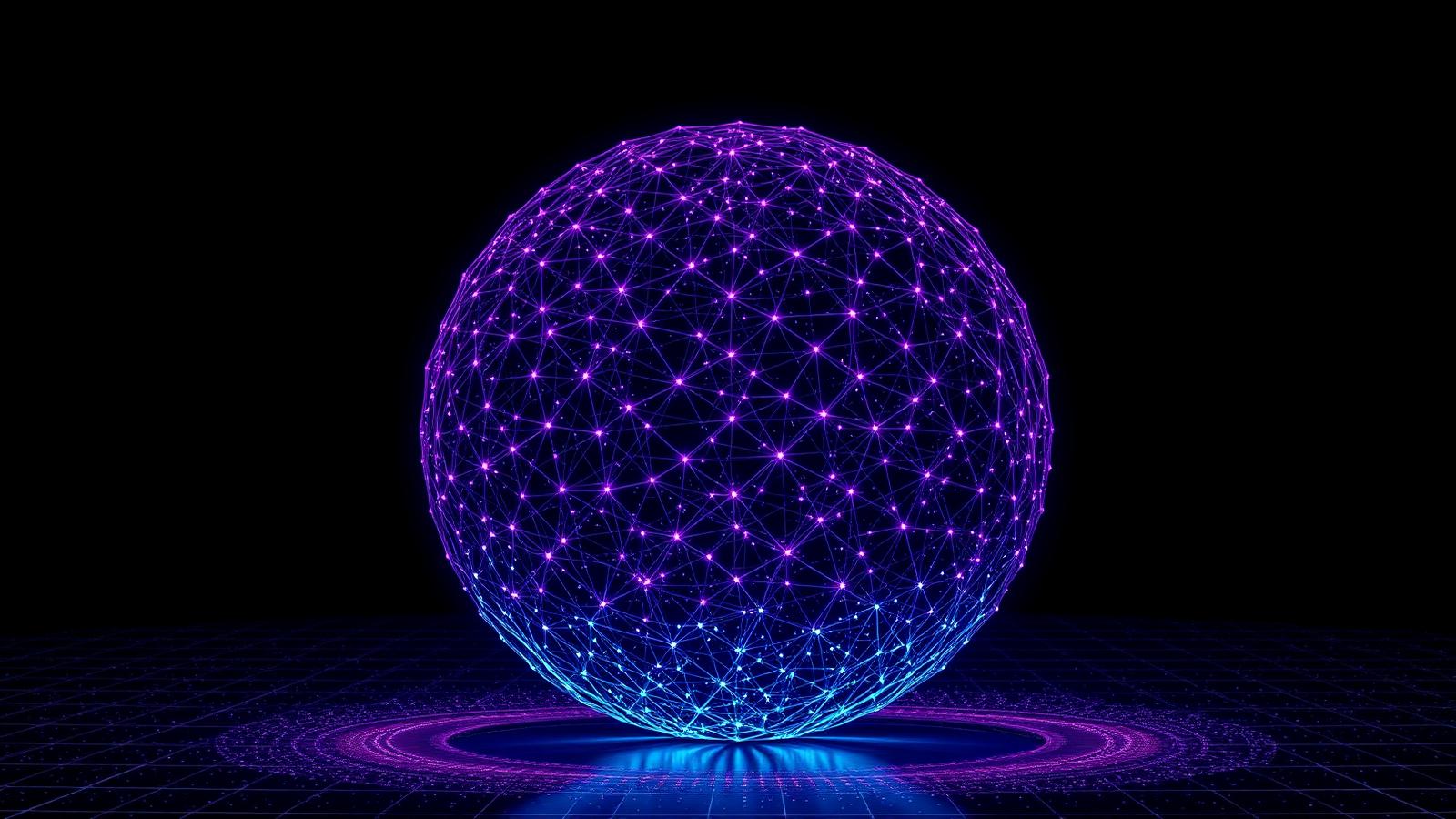 Glowing violet and cyan neural lattice sphere representing Alibaba's 2.4-trillion-parameter Qwen3.8-Max flagship AI model